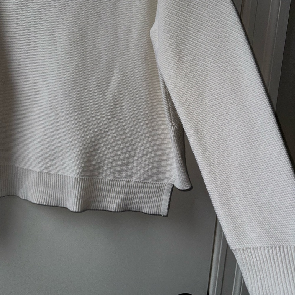 New Kinross Nochi Garter Stitch Pullover Funnel Off-White Cowl Neck Sweater - Picture 11 of 12